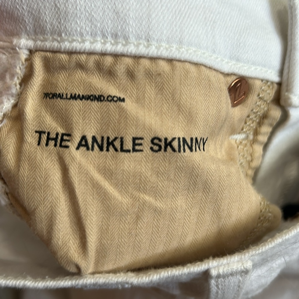 [7FAMK]  White Skinny Ankle Jeans  - Size 24 - Picture 3 of 8